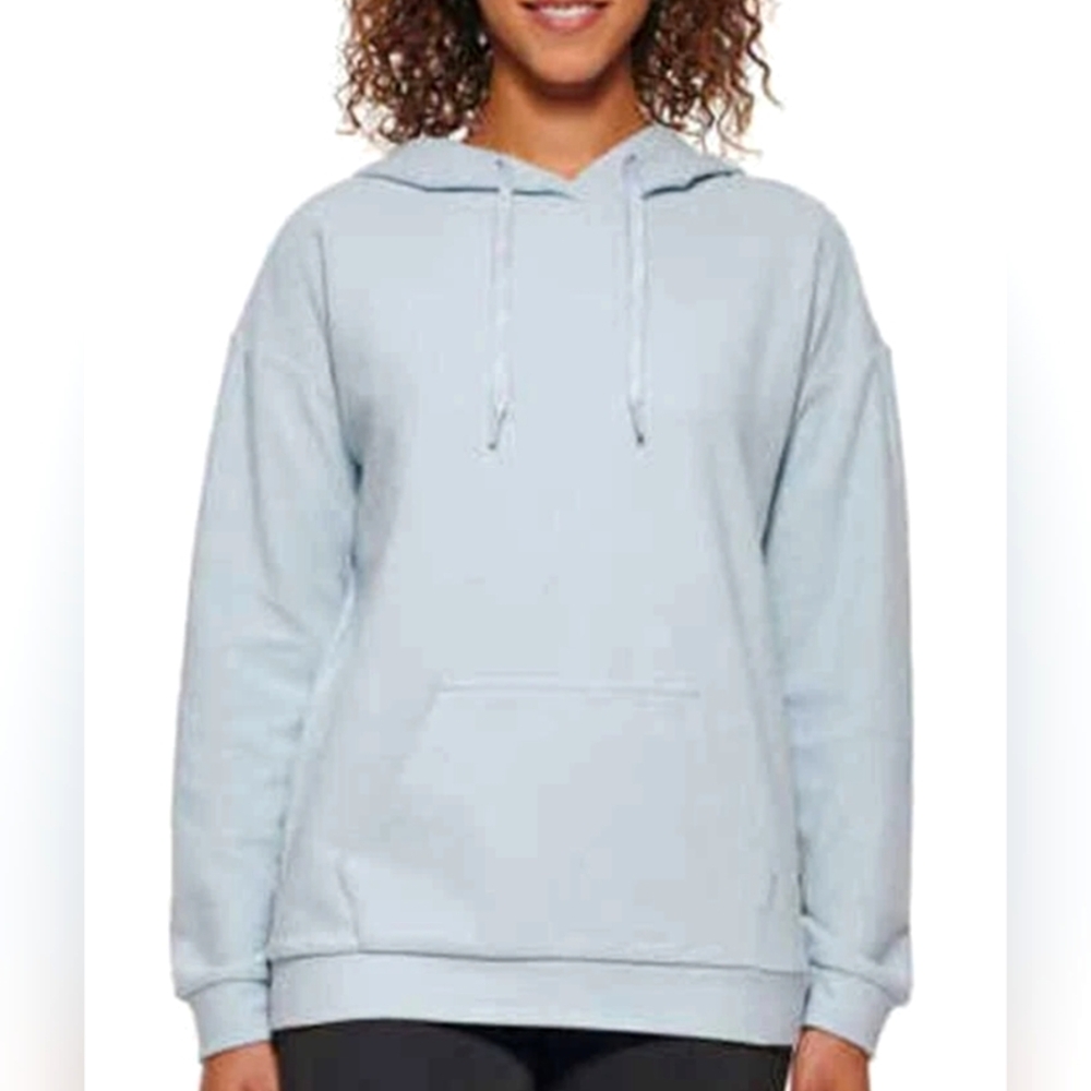 Andrew Marc New York Pastel Baby Blue Ribbed Cozy Hoodie Sweatshirt Medium